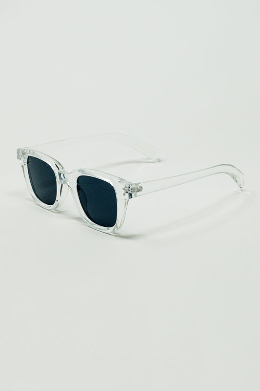 Retro Round Sunglasses With Smoke Black Lense and Transparent Frame - Sunglasses