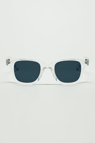 Retro Round Sunglasses With Smoke Black Lense and Transparent Frame