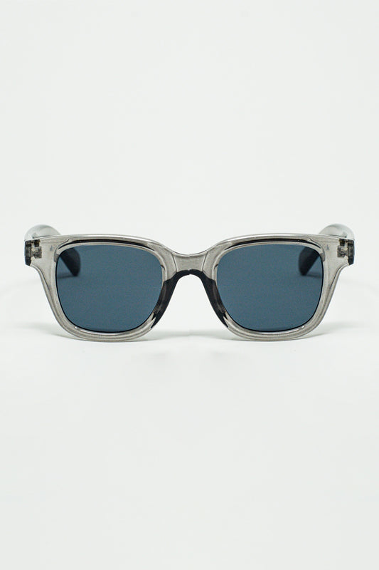 Retro Round Sunglasses With Smoke Black Lense and Transparent Gray Frame - Sunglasses