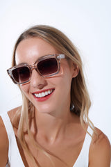 Retro style thick square translucent frame sunglasses