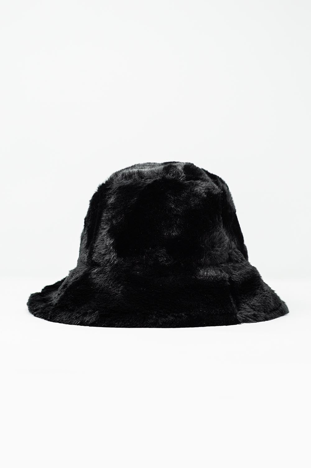 Reversible bucket hat in black with teddy turn up - Hats