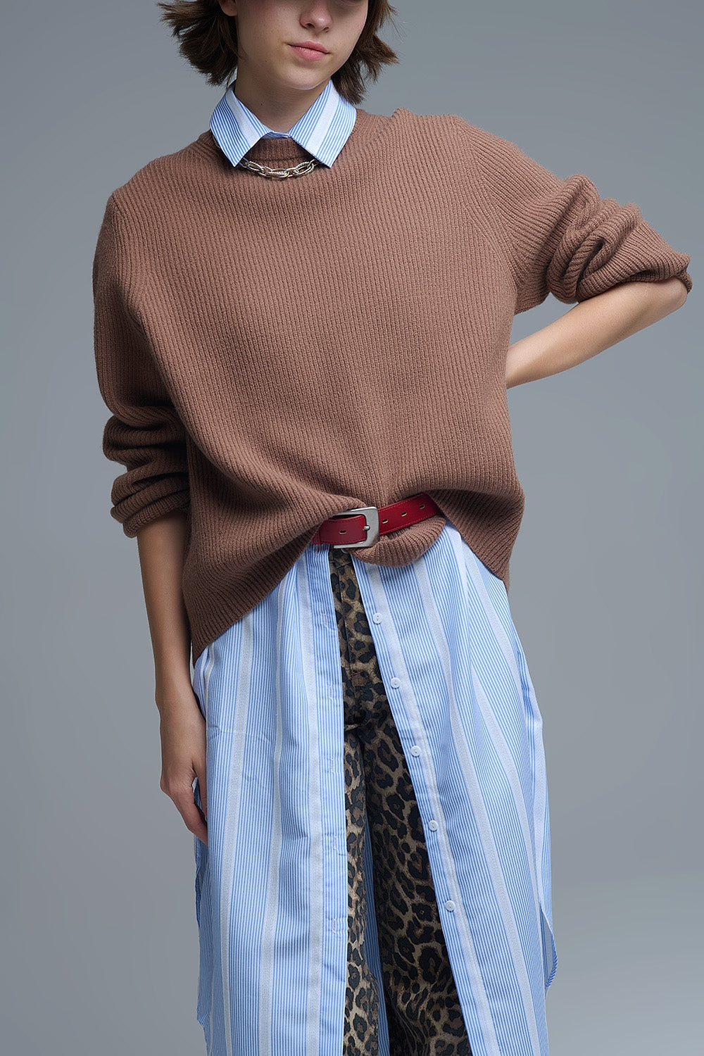 Ribbed Comfy Knit Sweater in Camel - Sweaters
