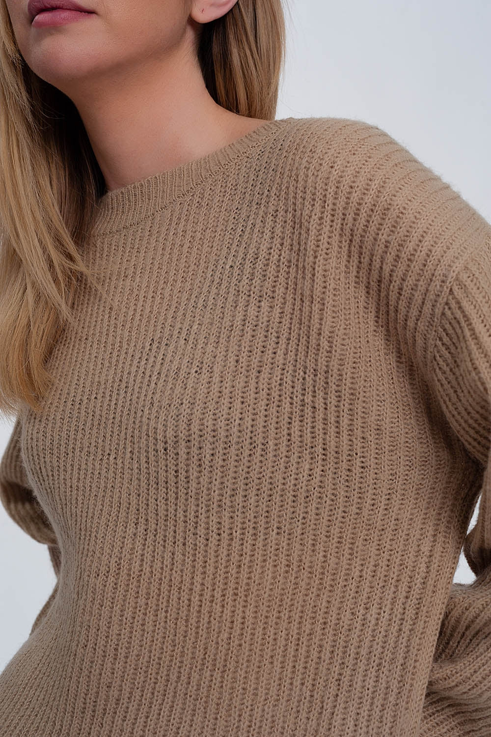 Ribbed jumper in light beige - Jumpers