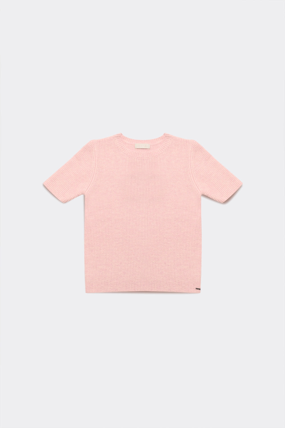 Ribbed short sleeve crop knitted top in pink - Jumpers