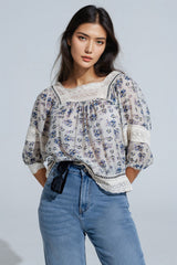 romantic blouse with flowers and lace detail