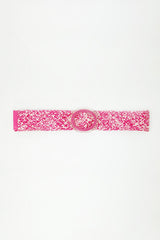Round Buckle Braided Belt in Pink