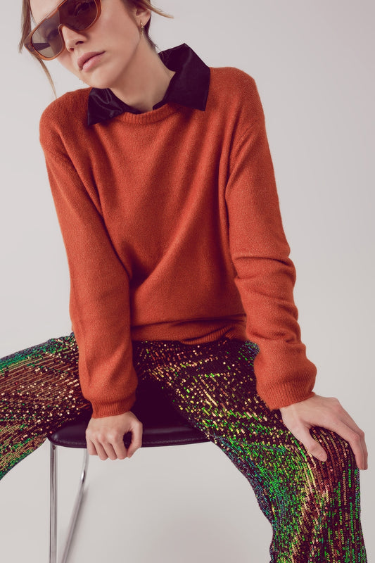 round neck oversized jumper dress in orange - Jumpers