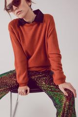 robe pull oversize à col rond en orange