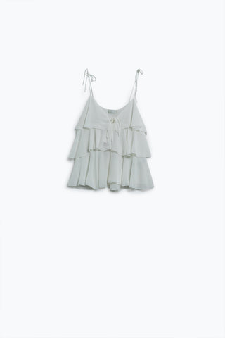 Ruffle Top WIth Thin straps in White