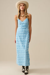Ruffled maxi dress in Blue with straps