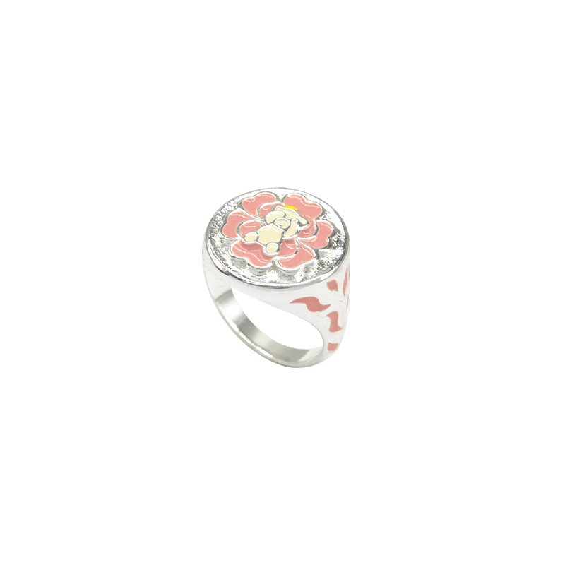 Sahi Gold Enameled Camellia Bear Ring Large - RING