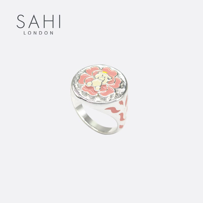 Sahi Gold Enameled Camellia Bear Ring - RING