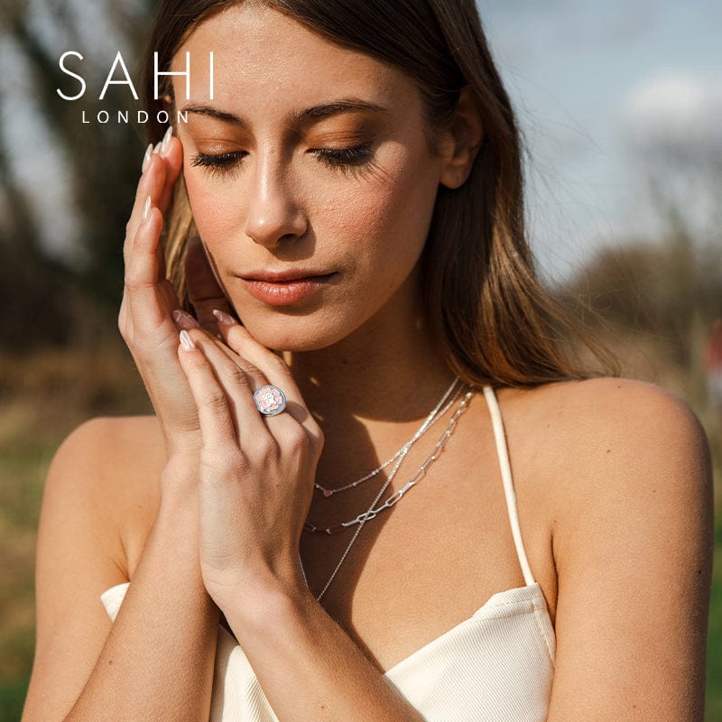 Sahi Gold Enameled Camellia Bear Ring - RING