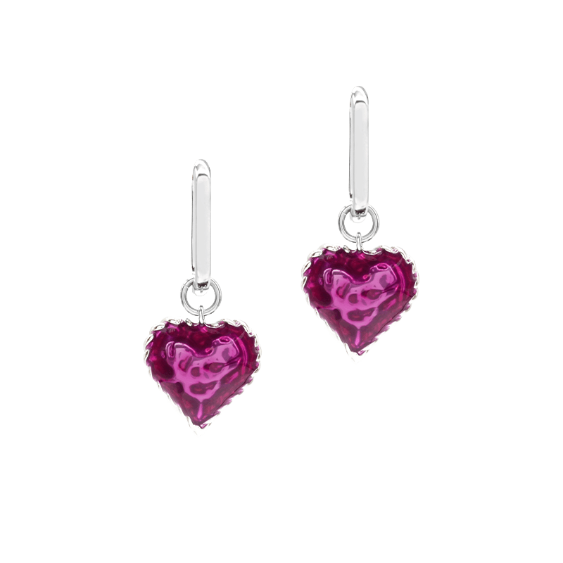 Love Heart Enameled Drop Dangling Earing - EARRINGS