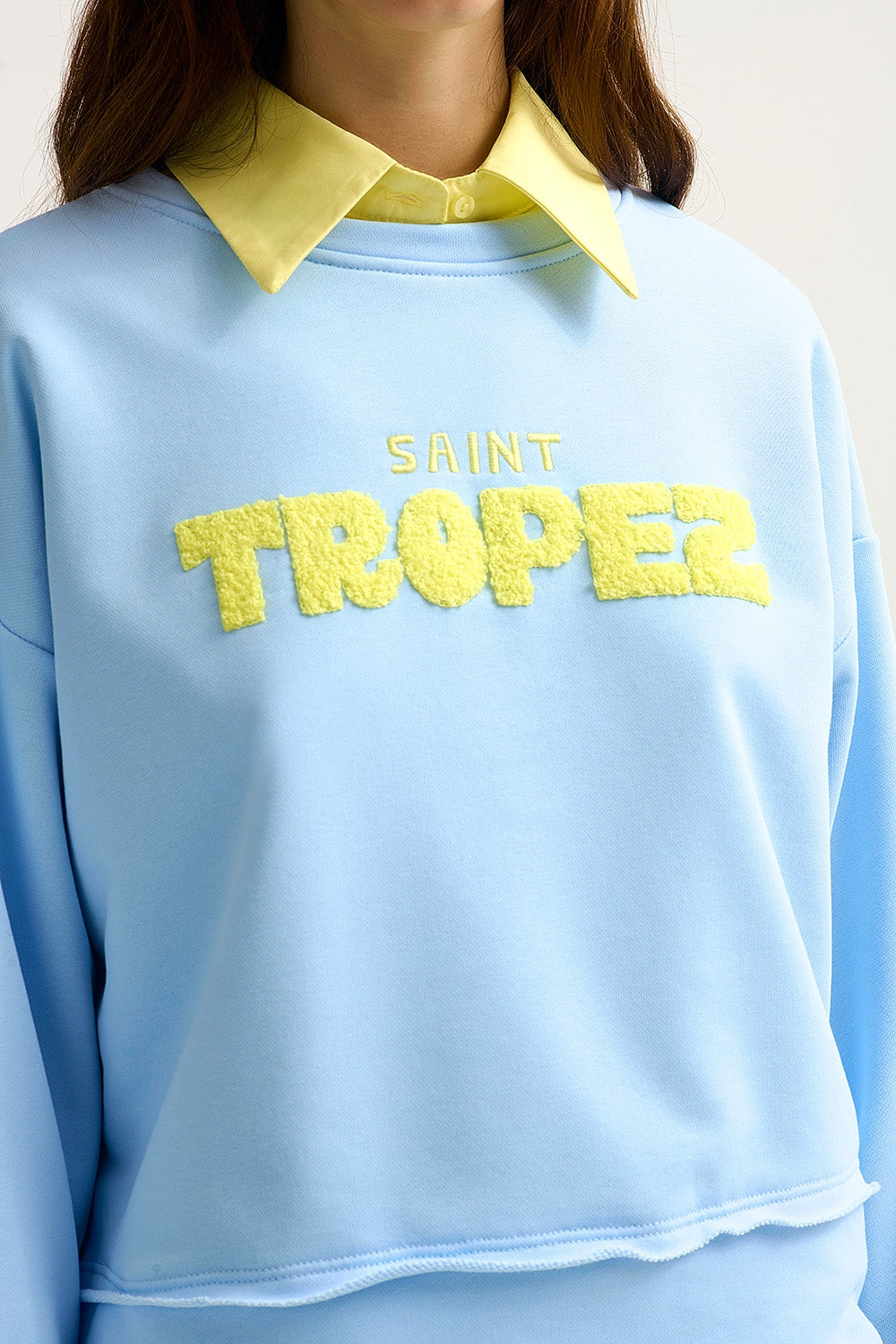 Saint Tropez Embroidered baby Blue Sweatshirt - Sweaters