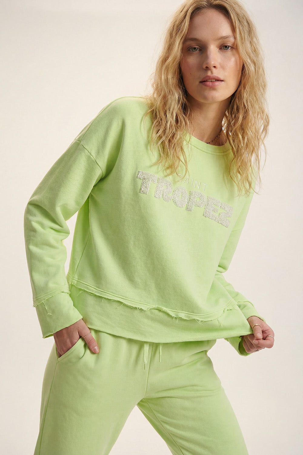 Saint Tropez Embroidered mint green Sweatshirt - Sweaters