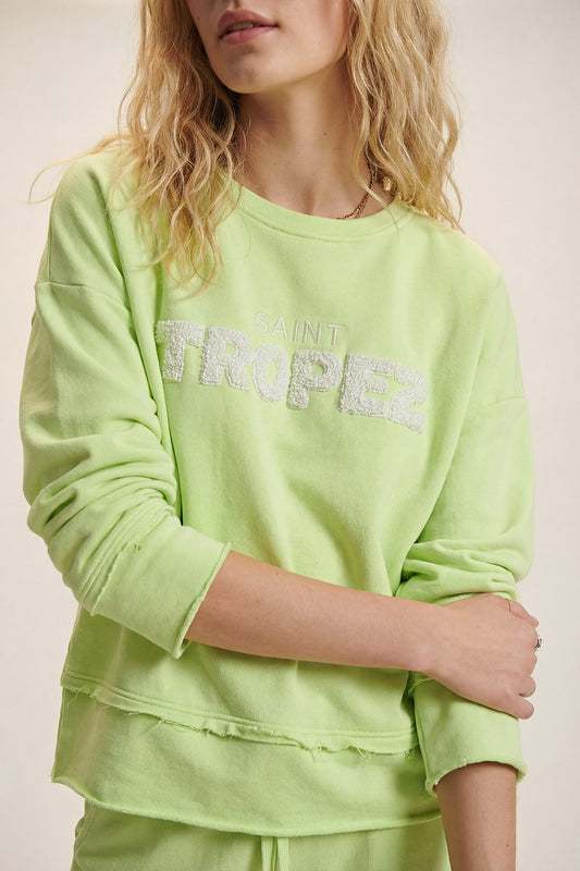 Saint Tropez Embroidered mint green Sweatshirt - Sweaters