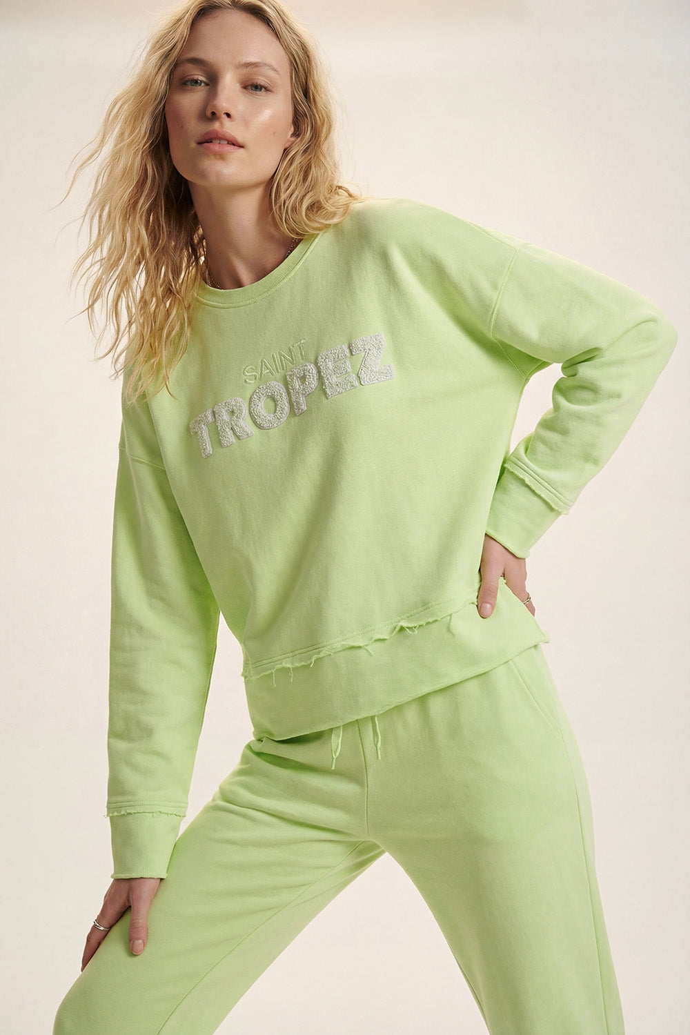 Saint Tropez Embroidered mint green Sweatshirt - Sweaters