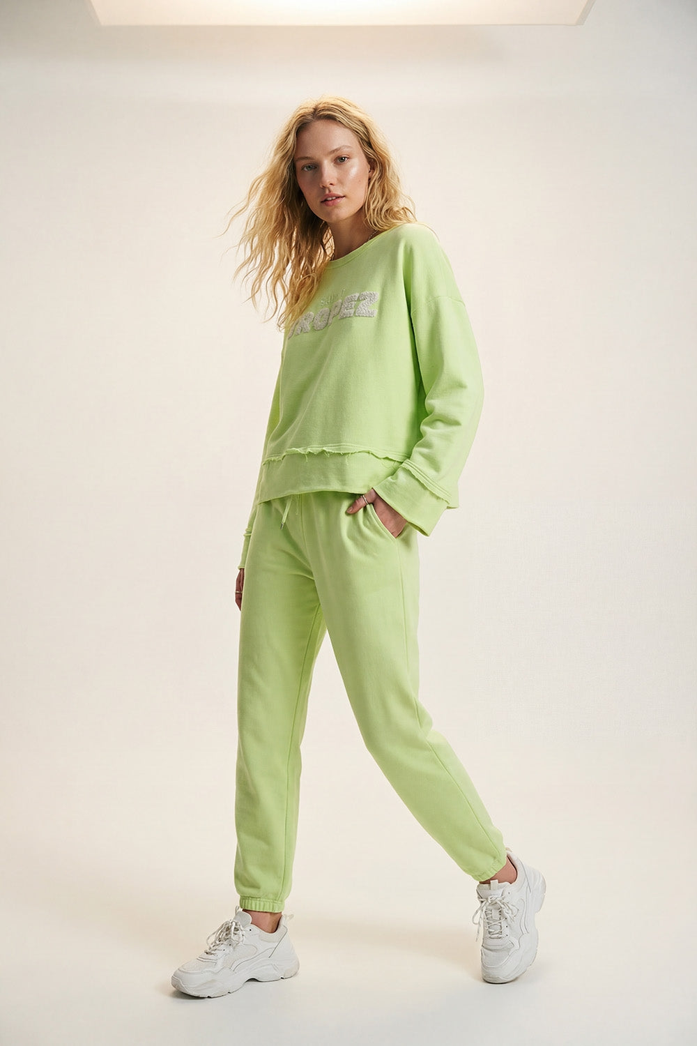 Saint Tropez Embroidered mint green Sweatshirt - Sweaters