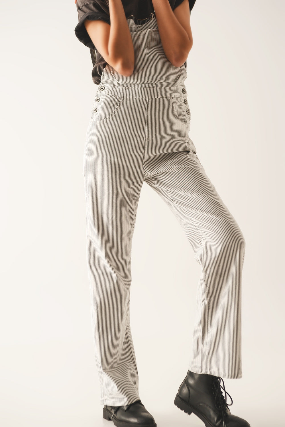 Salopette jumpsuit in grey stripes - Dresses