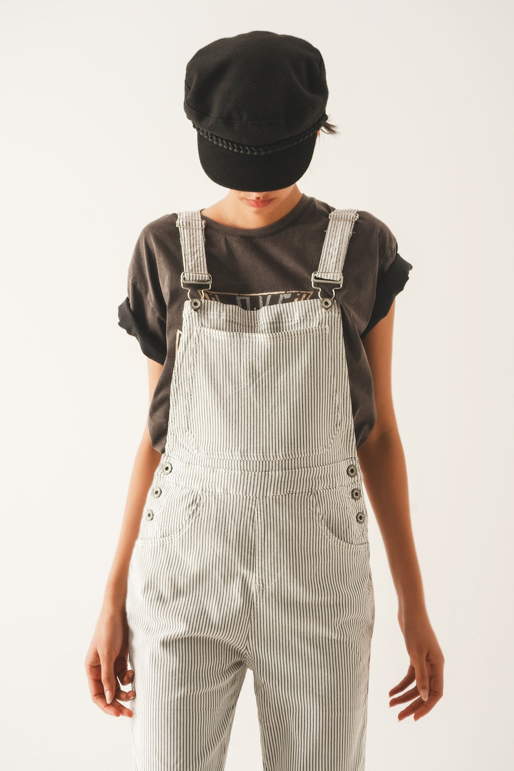 Salopette jumpsuit in grey stripes - Dresses