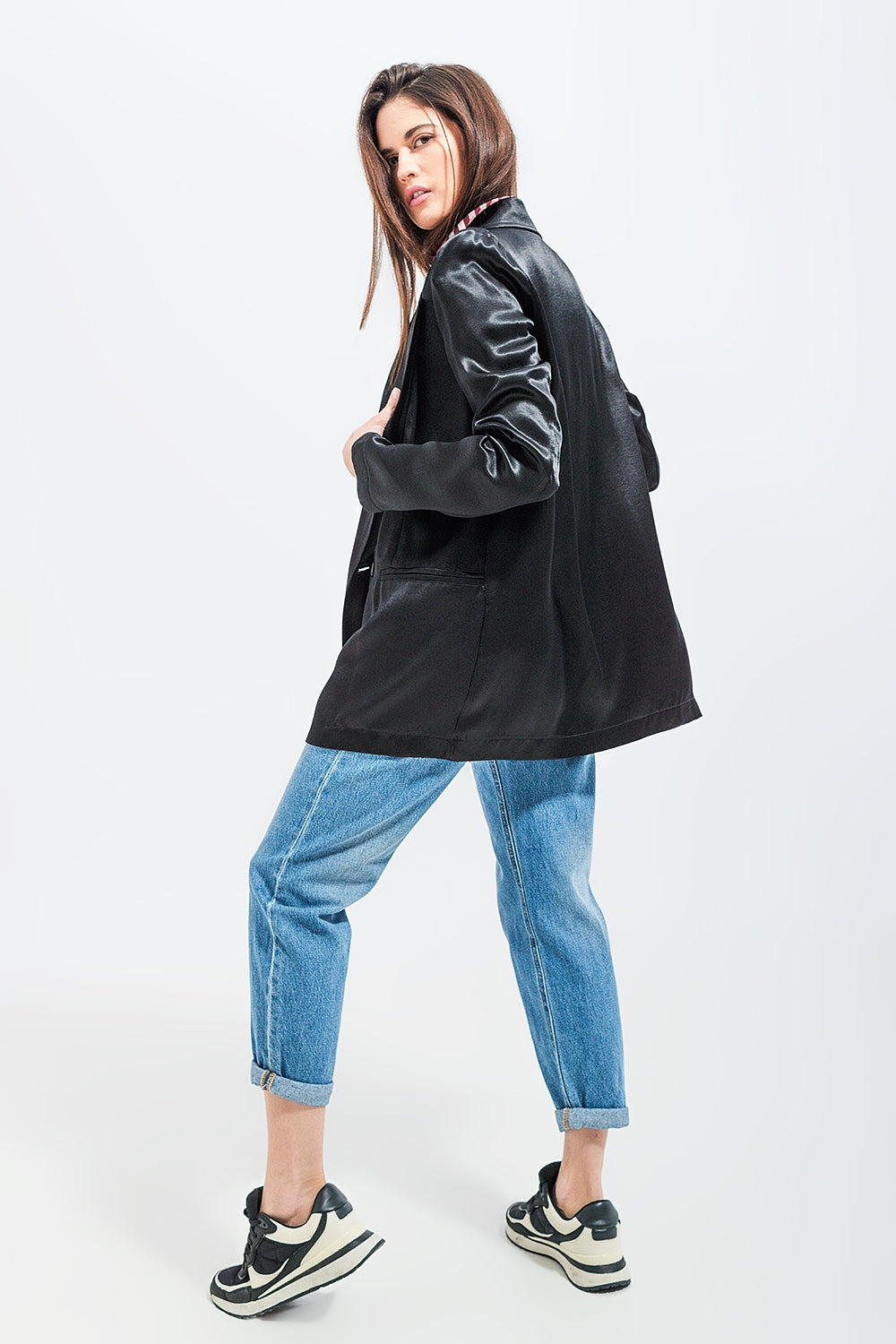 Satin blazer in black - Blazers