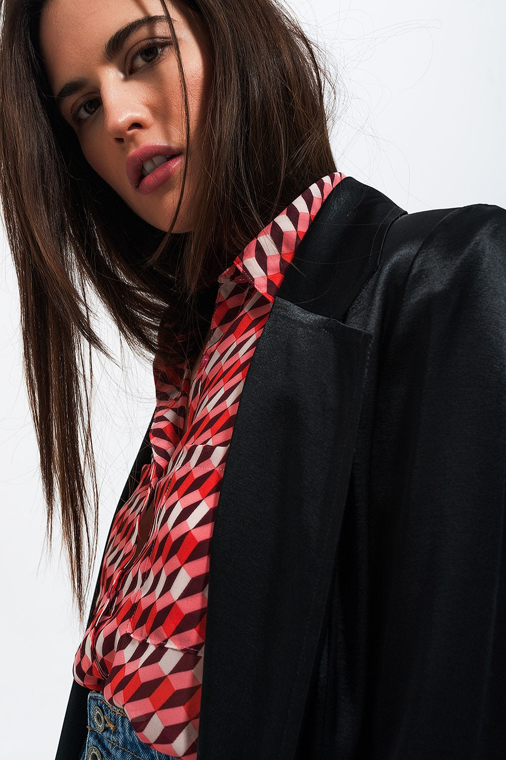 Satin blazer in black - Blazers