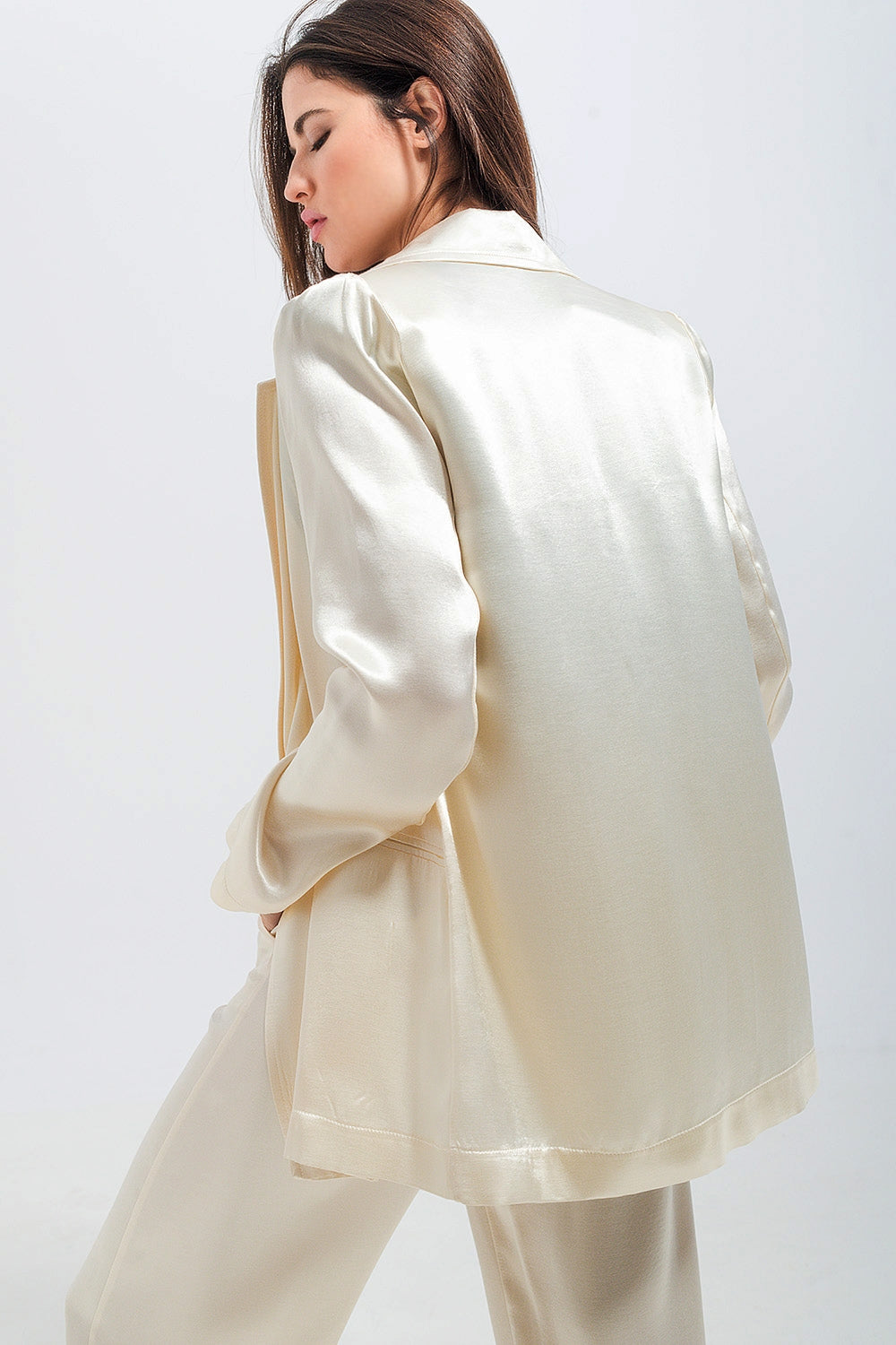 Satin blazer in cream - Blazers