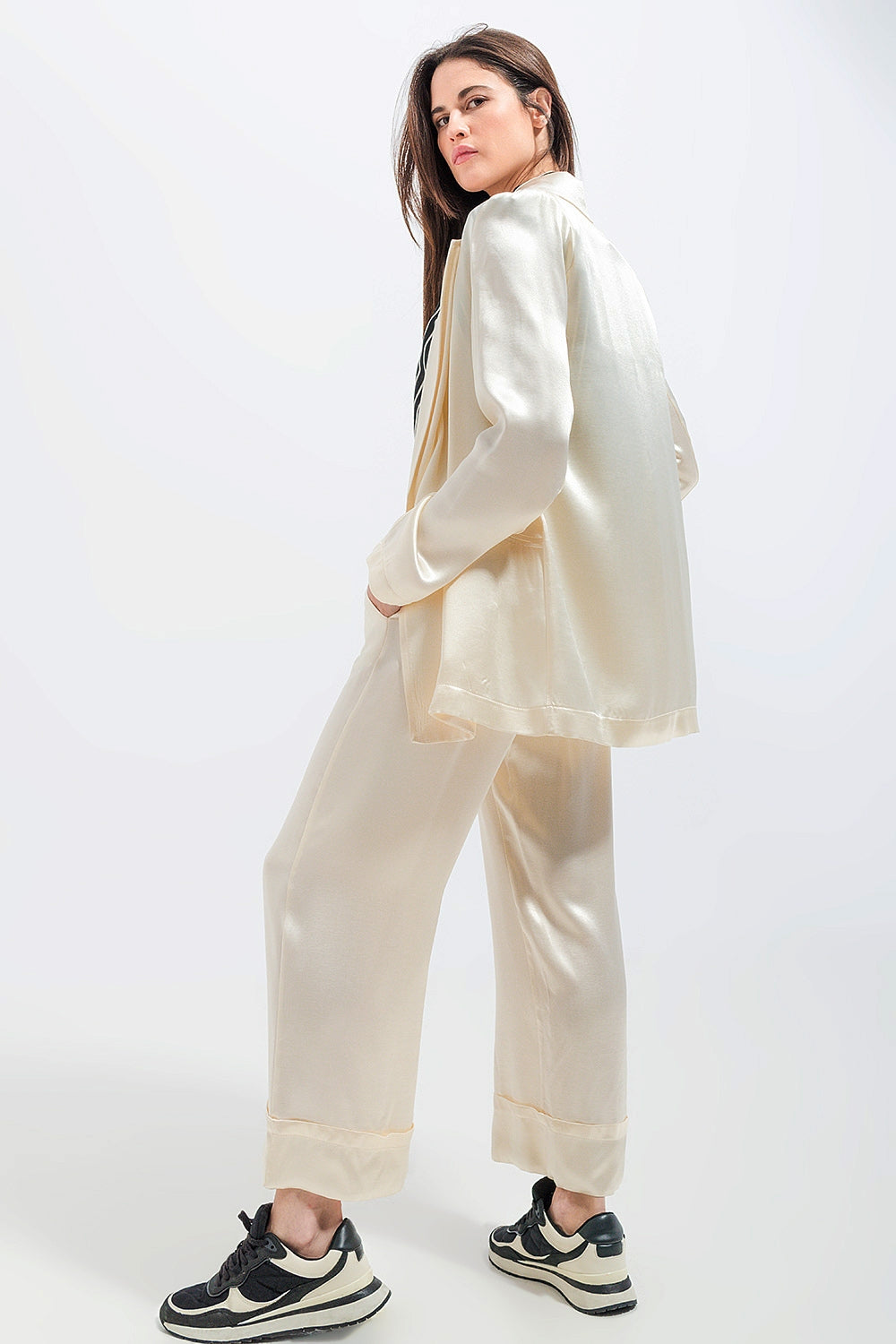 Satin blazer in cream - Blazers
