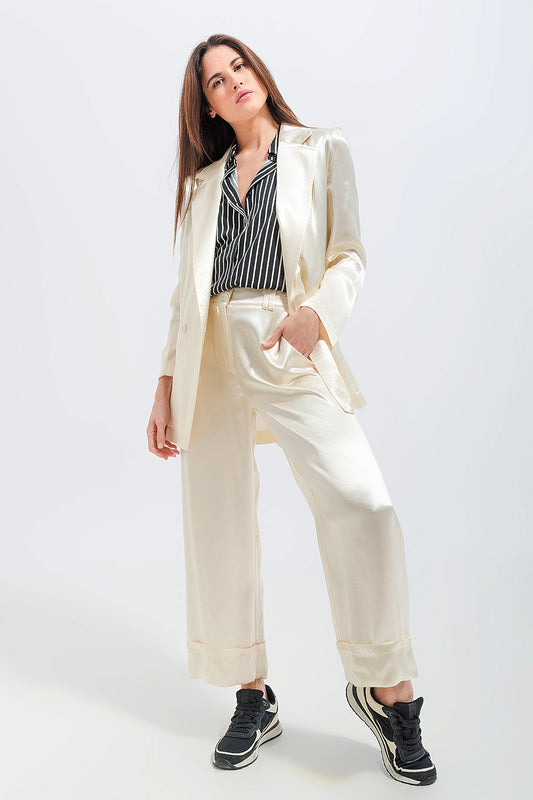 Satin blazer in cream - Blazers