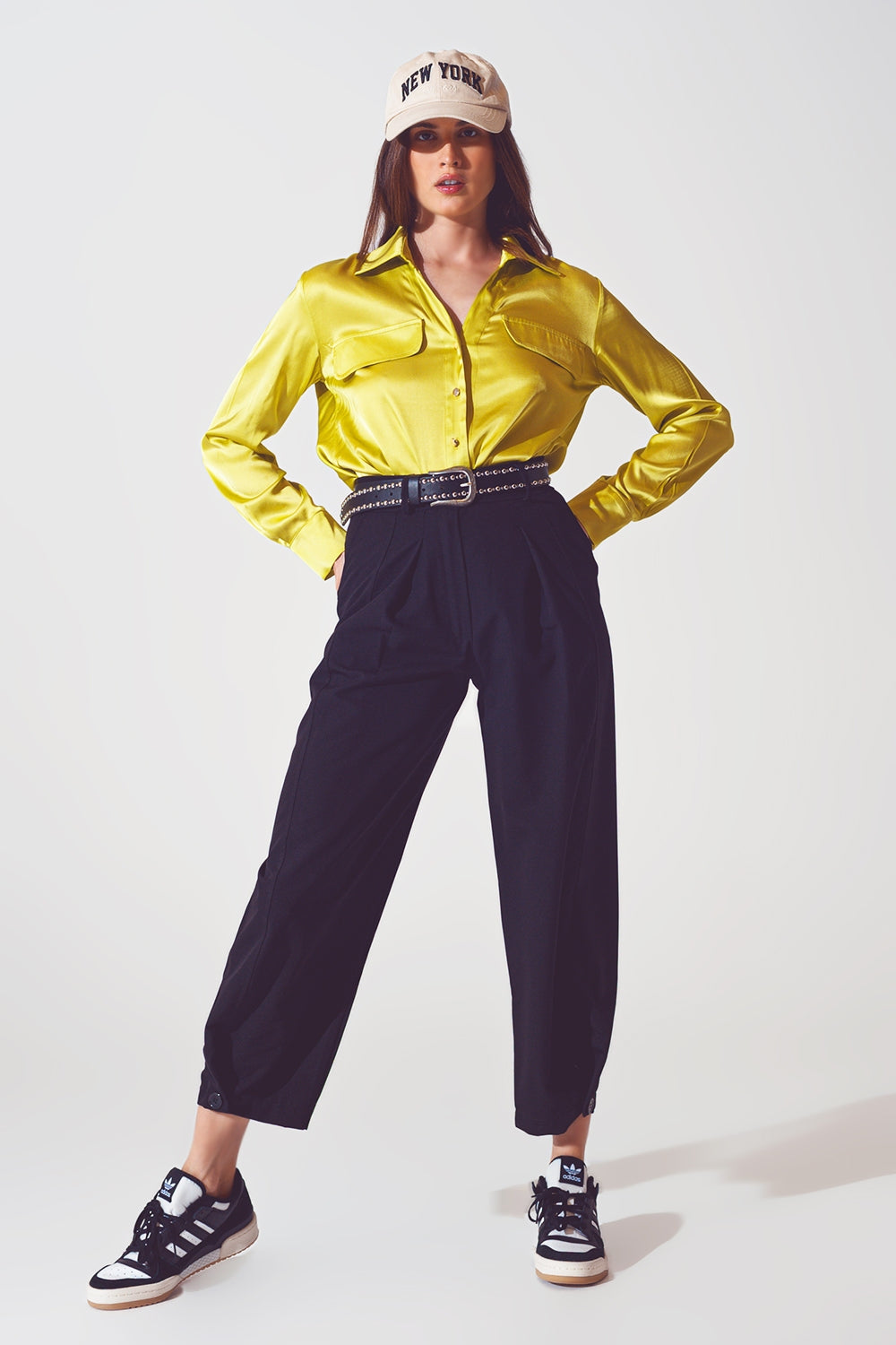 satin blouse in lime green - Blouses