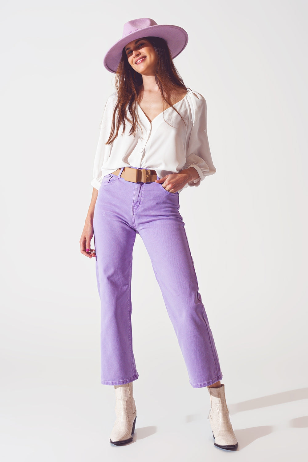 Satin button through shirt in cream - Shirts