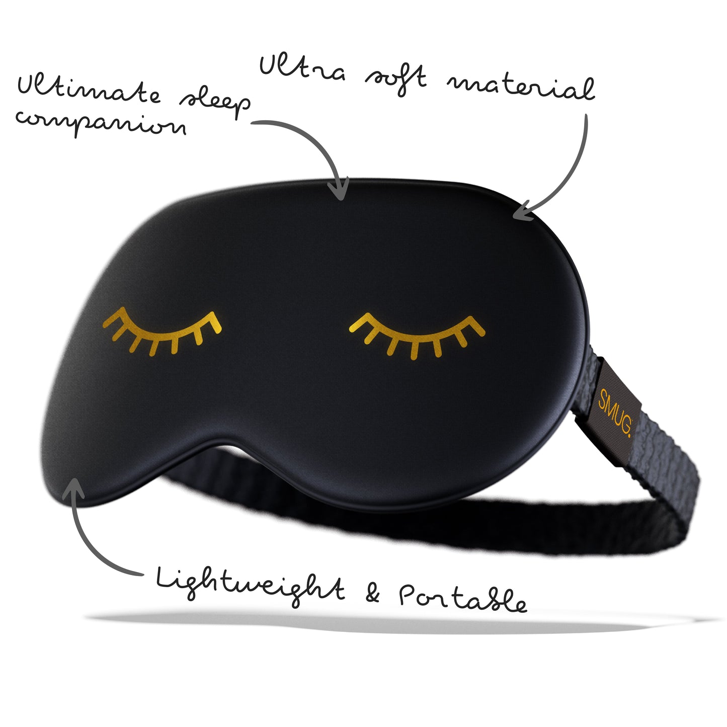 Satin Sleep Mask - Wink Print, Black - Satin Sleep Mask