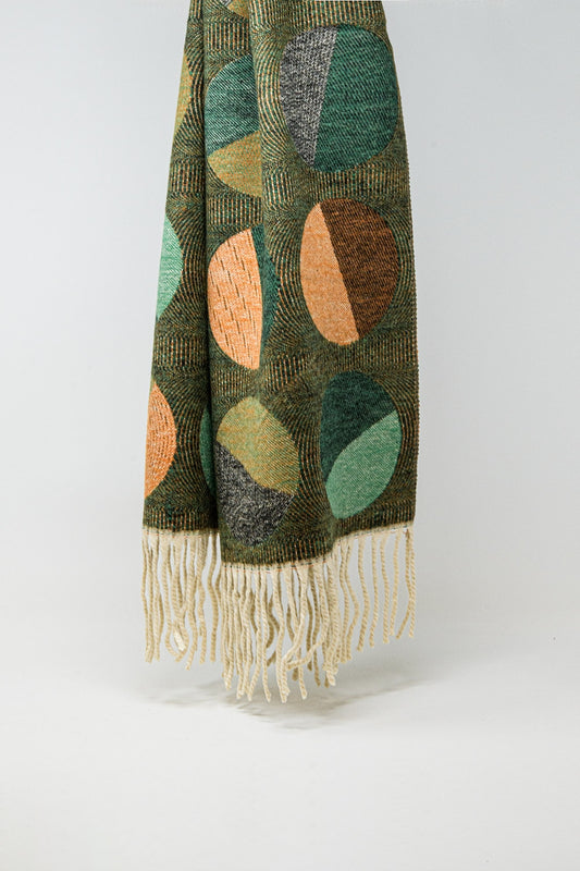 Scarf printed with circles in green - Scarves