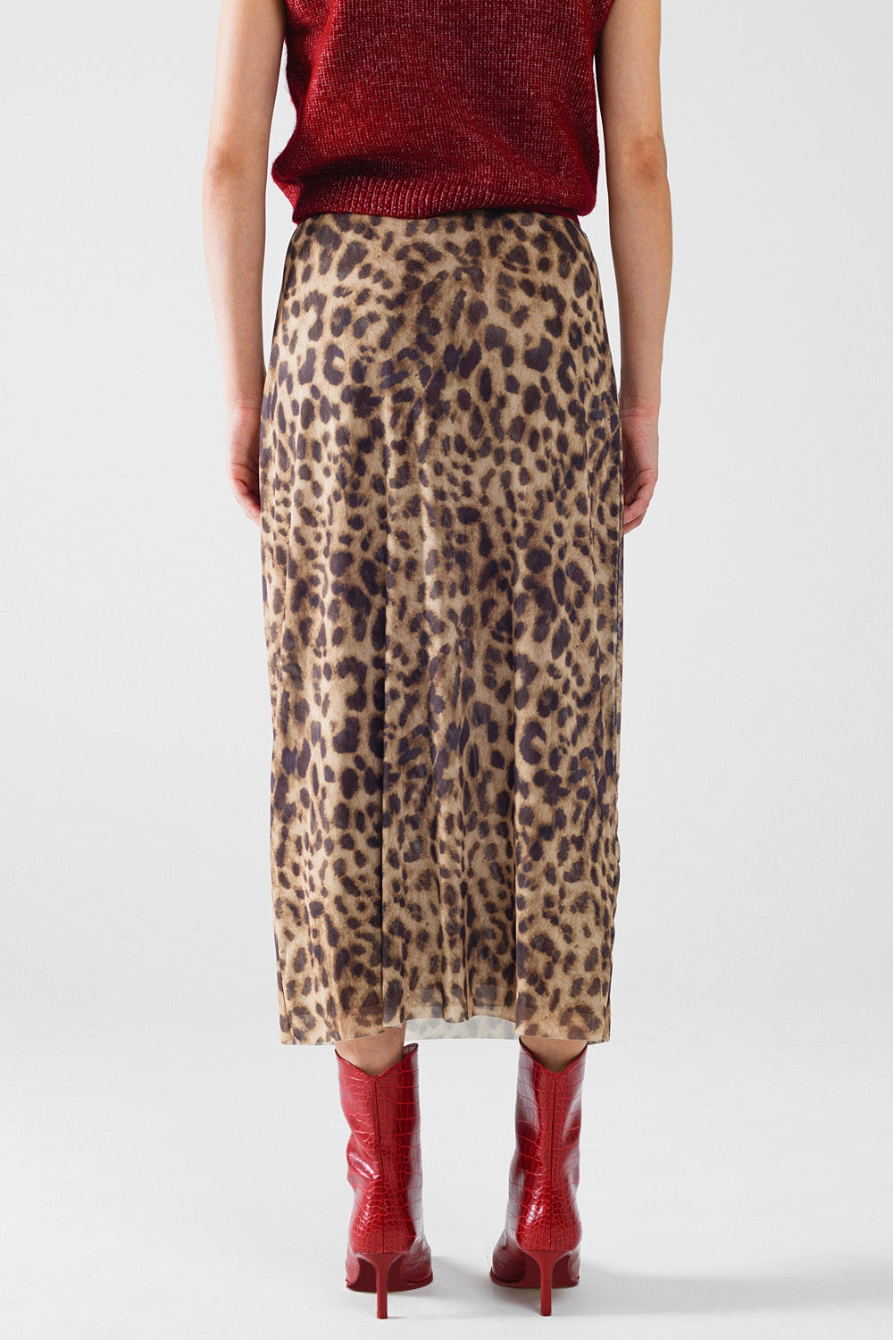 sheer long leopard print bodycon midi skirt - Skirts