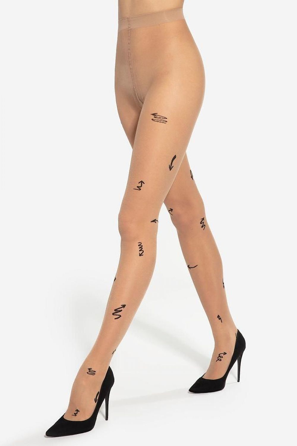 Sheer Patterned Tights with LYCRA for Elegance beige - Lingerie
