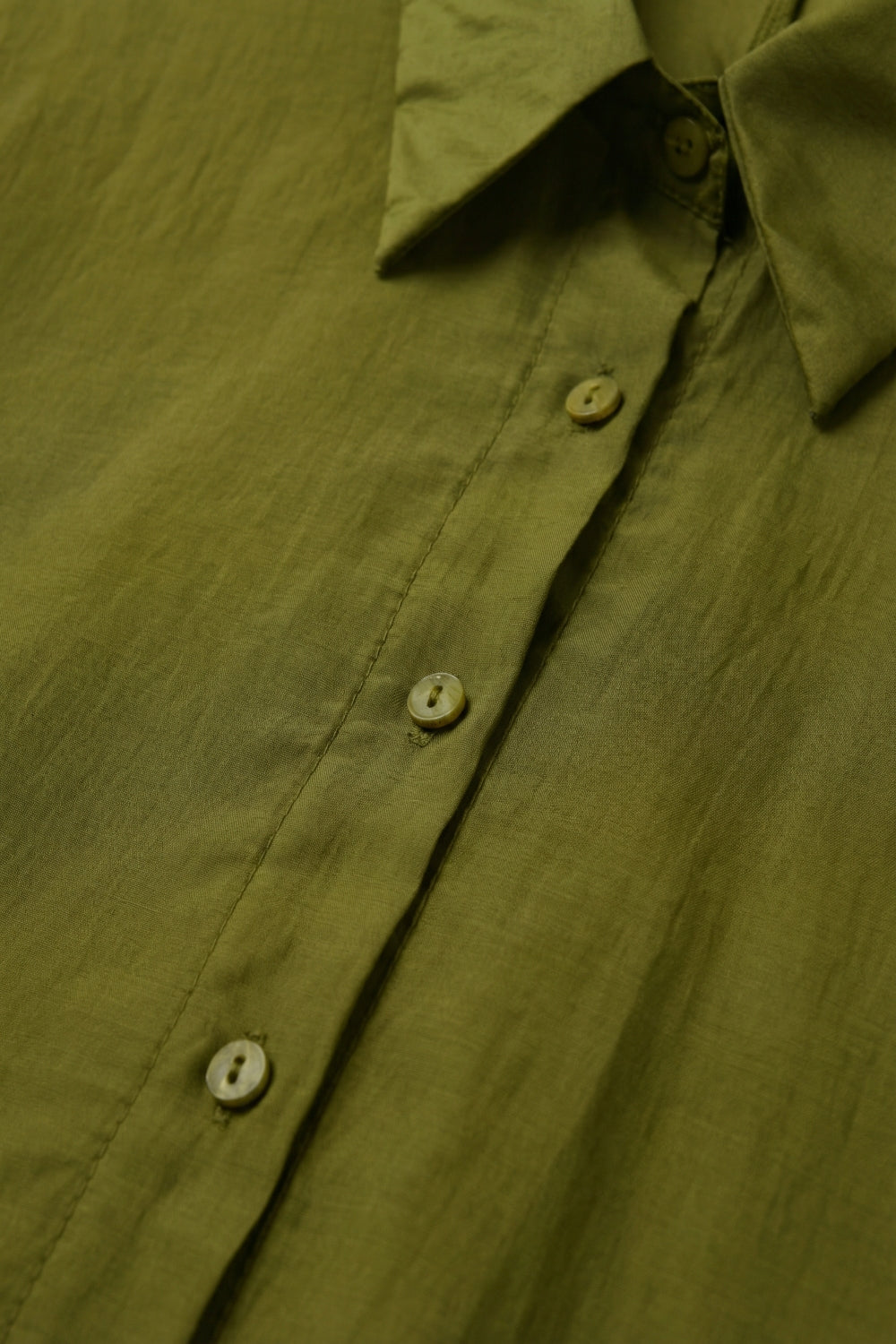 shiny satin Shirt with Relaxed Fit in olive color - Shirts