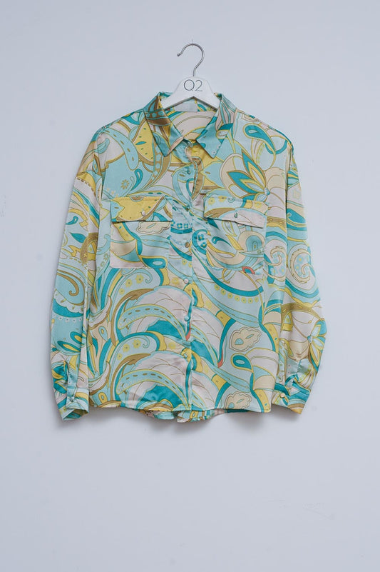 Shirt in abstract green print - Shirts