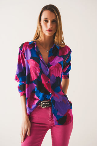 Shirt in purple floral print