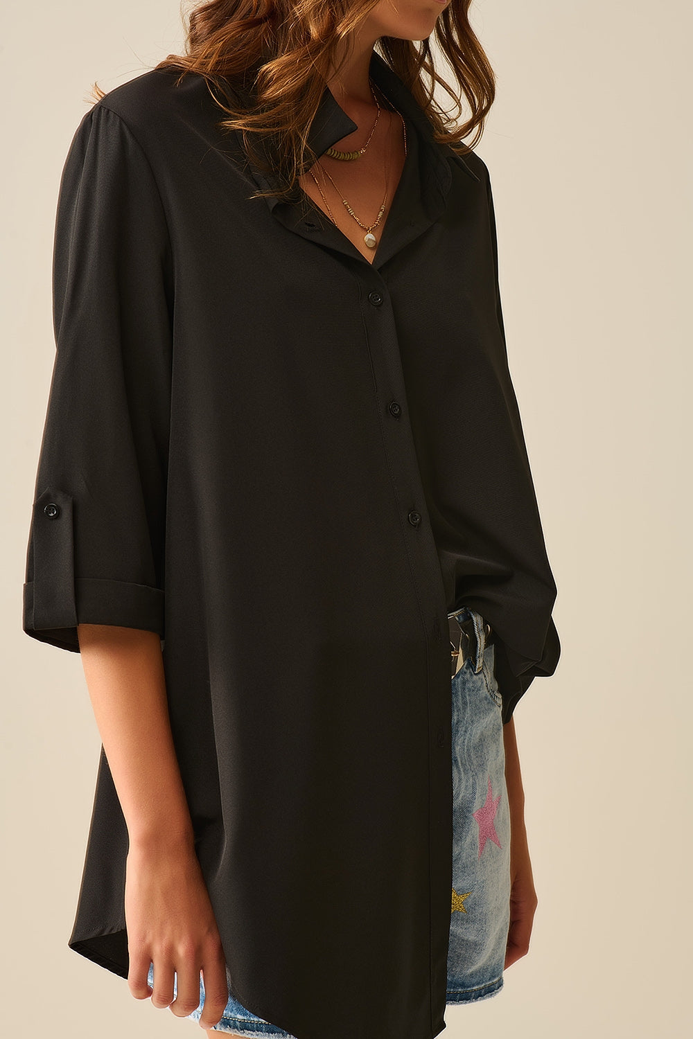 Shirt made of very soft and light fabric in black - Shirts