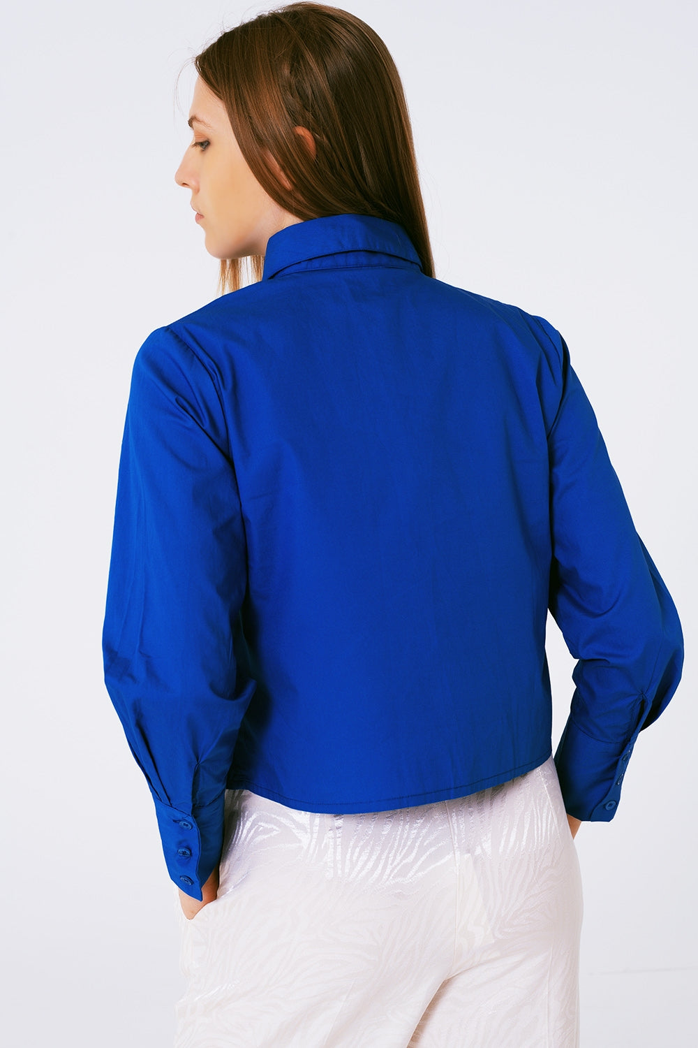Shirt With Fringe strass Collar in blue - Shirts