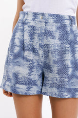 Shorts In Tie Dye Blue With Front And Back Pockets