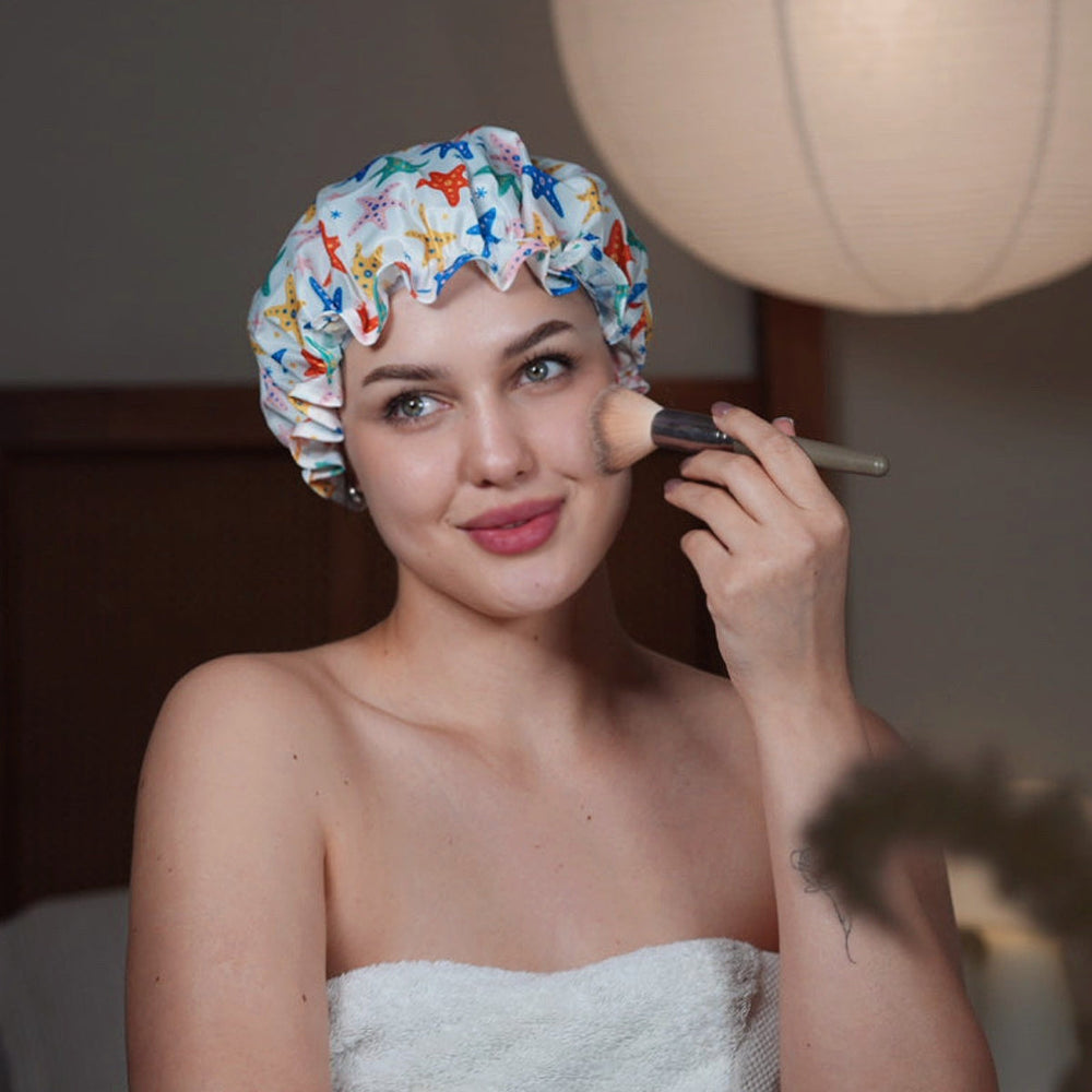 Bonnet de douche - Imprimé étoiles de mer pour une protection tendance