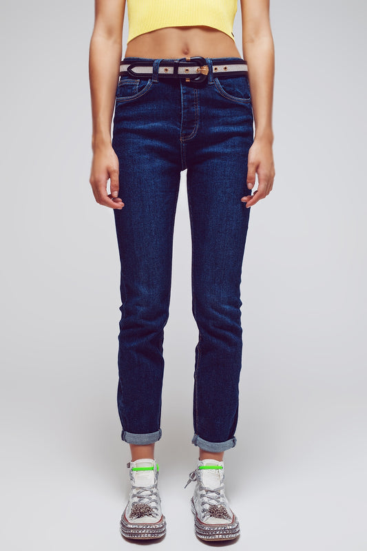 Skinny Fit Jeans in Mid Wash Blue - Jeans