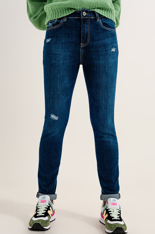 Skinny jeans with stretch in medium blue - Jeans