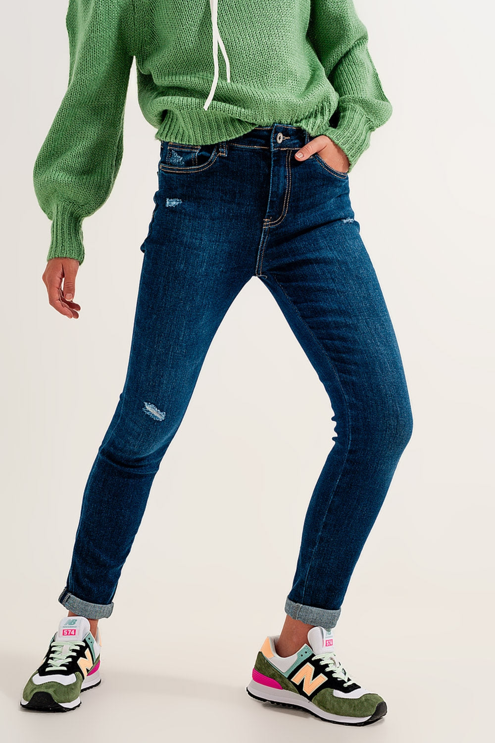 Skinny jeans with stretch in medium blue - Jeans