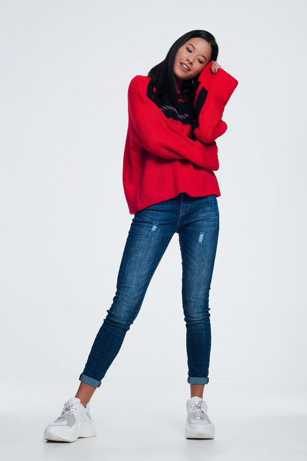 skinny jeans with wear detail - Jeans