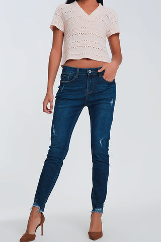 Skinny regular waist jeans in light denim