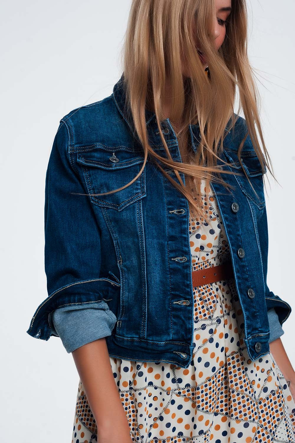 Skinny western denim jacket in mid wash - Jackets