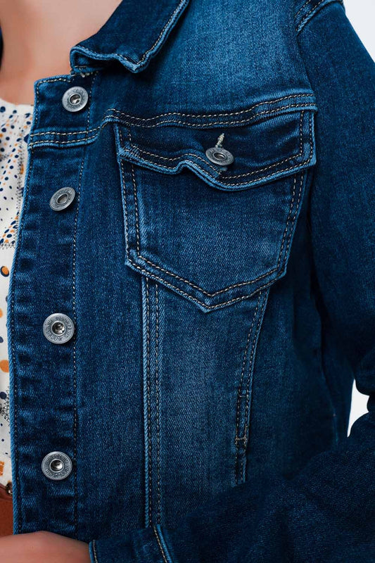 Skinny western denim jacket in mid wash - Jackets